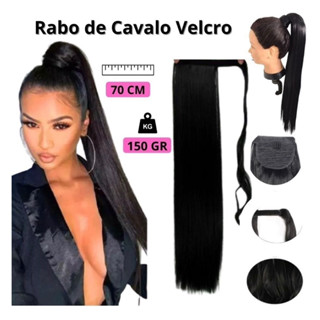 Aplique Rabo de Cavalo Ondulado Liso Cacheado iluminado Tic Tac Preto Loiro