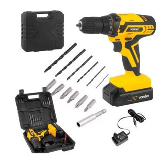 Furadeira Parafusadeira Bivolt + kit com 17 peças - Vonder