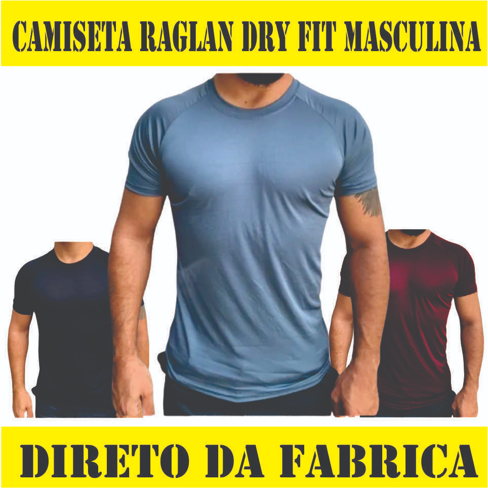 Camiseta Dry Fit Raglan Masculina Versátil Lisa Academia Corrida Leve Confortável Esporte Ajuste Perfeito Reforçado