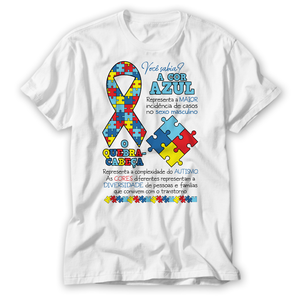Camisa Personalizada Autismo Camiseta Estampada  Infantil Ótimo Acabamento E Durabilidade Anti-pilling 100% Poliéster