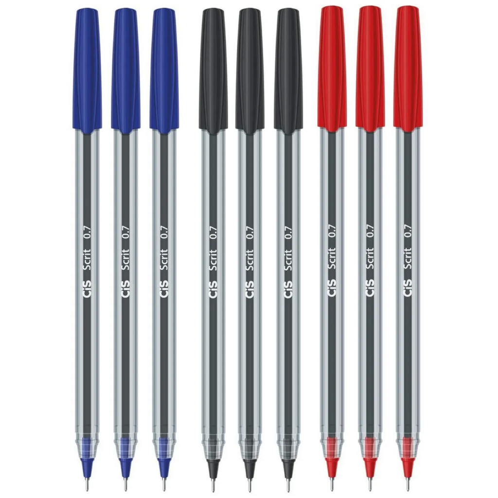 Kit 03 Canetas Esferográfica Scrit Ponta Agulha 0.7mm Cis