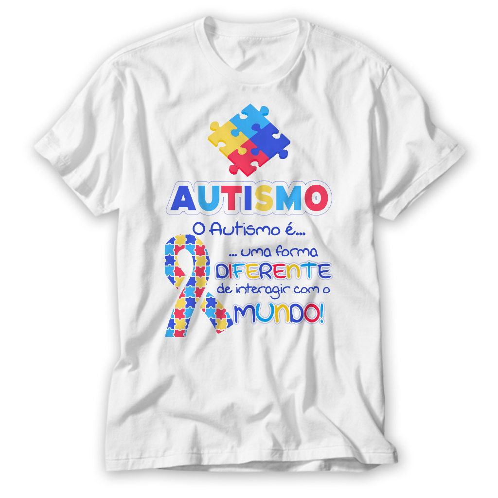 Blusa Camisa Personalizada Autismo Estampada Adulto Infantil  Plus Size Ótimo Acabamento E Durabilidade Anti-pilling 100% Poliéster Promoção