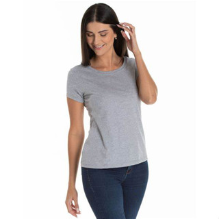 CAMISETA BABY LOOK CINZA MESCLA