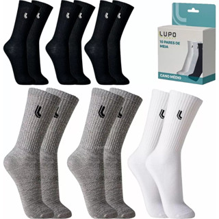 Kit 6 Pares Meias Lupo Masculinas Cano Médio Walk 3245