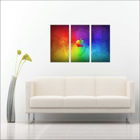 Quadros Decorativo Mosaico 90X50 3 peças Mdf Alta Resolução Full HD Informática Steve Jobs