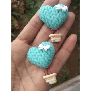 2 Apliques de Balãozinho de Coração de Biscuit  K 108 laço lembrancinhas