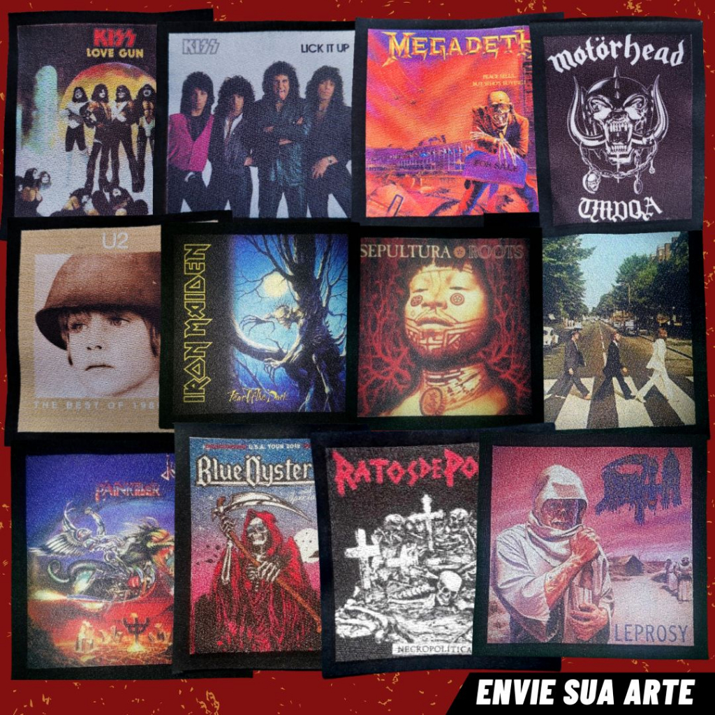 Patch 9x9 cm Bandas Rock Metal Personalizado (ENVIO IMEDIATO E ENVIE SUA ARTE)