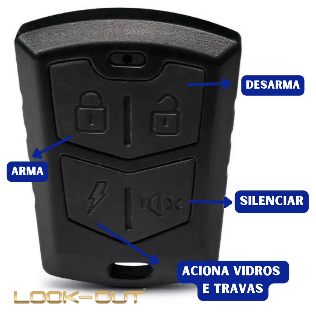 Controle alarme automotivo 4 botões marca: Look Out