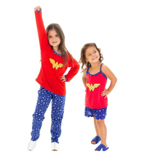 Kit 2 Pijamas FB Infantil Longo e Alcinha Feminino Curto e manga longa Personagens Baby Short Doll Estampado Inverno Verão Criança Promoção