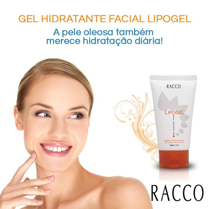Hidratante gel facial controle oleosidade e anti cravos e espinhas Lipogel Racco