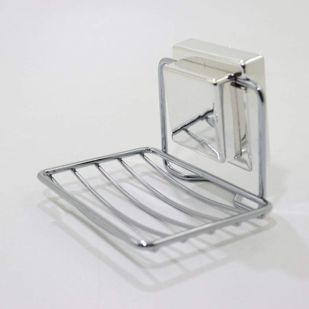 Saboneteira com Fixação por Ventosa Cromado  Limpeza Sabão Banheiro