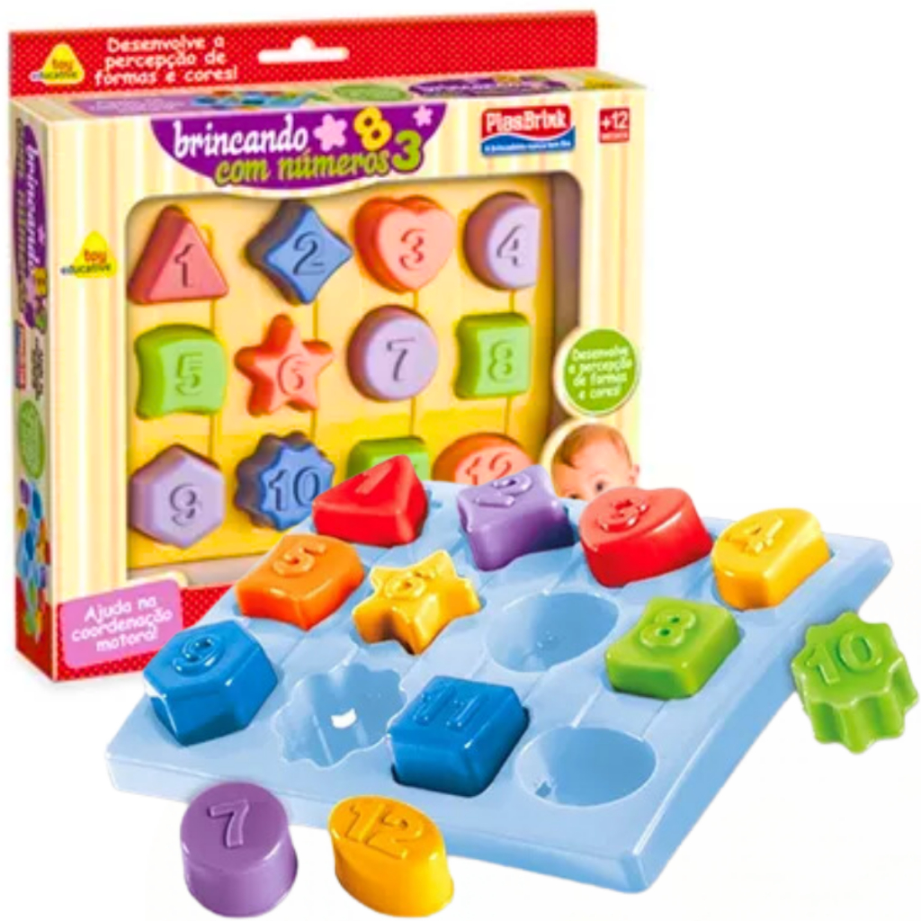 Brinquedo Educativo Encaixe Brincando com os Números Crianças Educativo Infantil Pedagógico