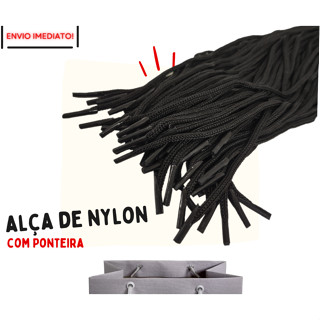 Cordão Preto Para Alça De Sacolas 50unid. Com Ponteira 35cm