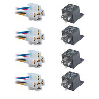 Rele auxiliar 5 pinos com chicote 4 pecas cada em Oferta na Shopee