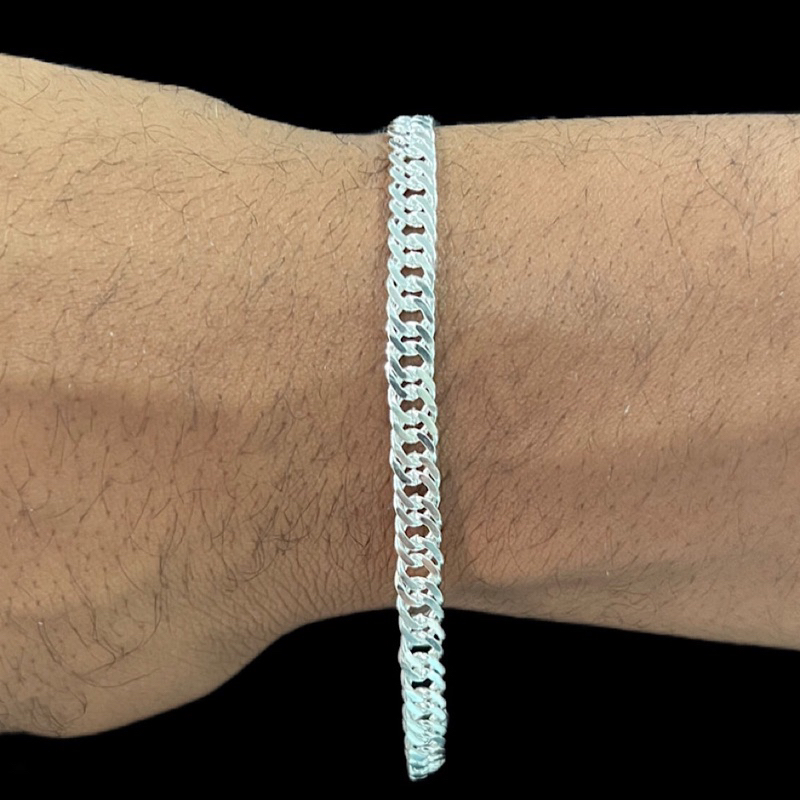 Pulseira Masculina 5mm Grumet elo duplo banhada a prata 925 em Oferta na Shopee