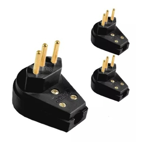 Kit c/ 10 Peças Plug Pino Macho Gigante 2p+t Preto e Branco 10A e 20A Plugue Prensa Cabo Extensão Conexão Fêmea — imagem 2 de 2