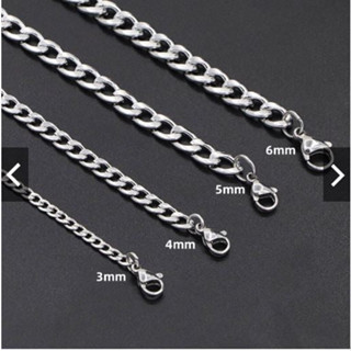 Corrente Cordão Masculino 60cm Fino Aço Inoxidável Prata 1x1 - 3mm 4mm 5mm 6mm 8mm