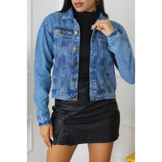 Jaqueta Jeans Marmorizado Feminina