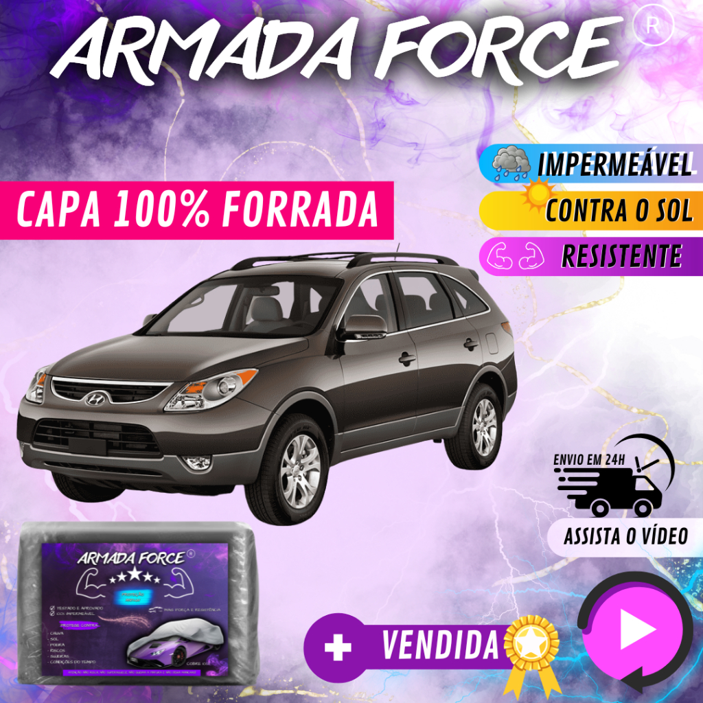 Capa Cobrir Carro VERACRUZ  100% Forrada Armada Force 100% Impermeável Protege Sol Chuva Poeira