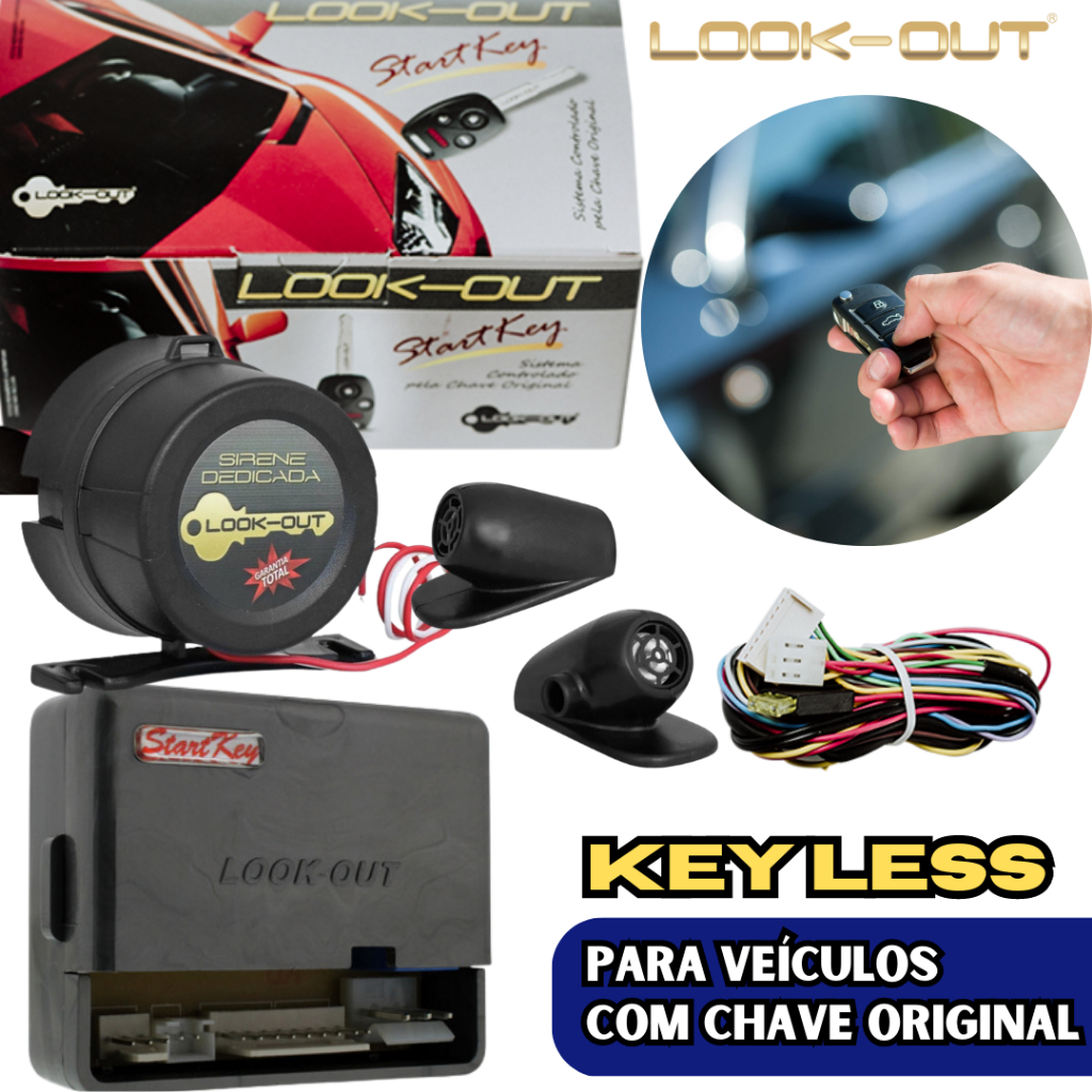 Alarme Key Less Automotivo Look Out Start Key universal para carro Chave Original