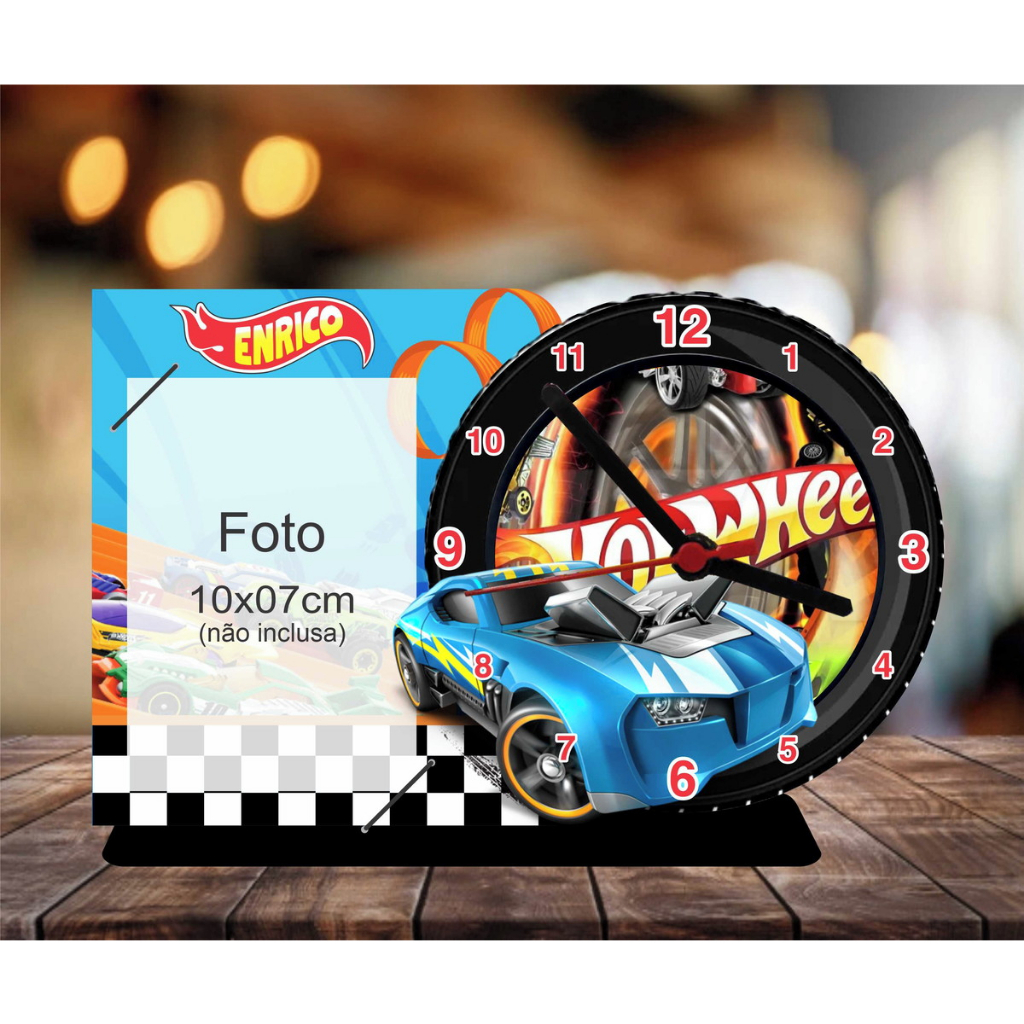 Centro de Mesa com Porta Retrato Hot Wheels, Lembrancinha de Aniversário