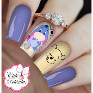 Película de unha cart 12 uni - Pooh | adesivo de unha | decoração para unha | manicure,