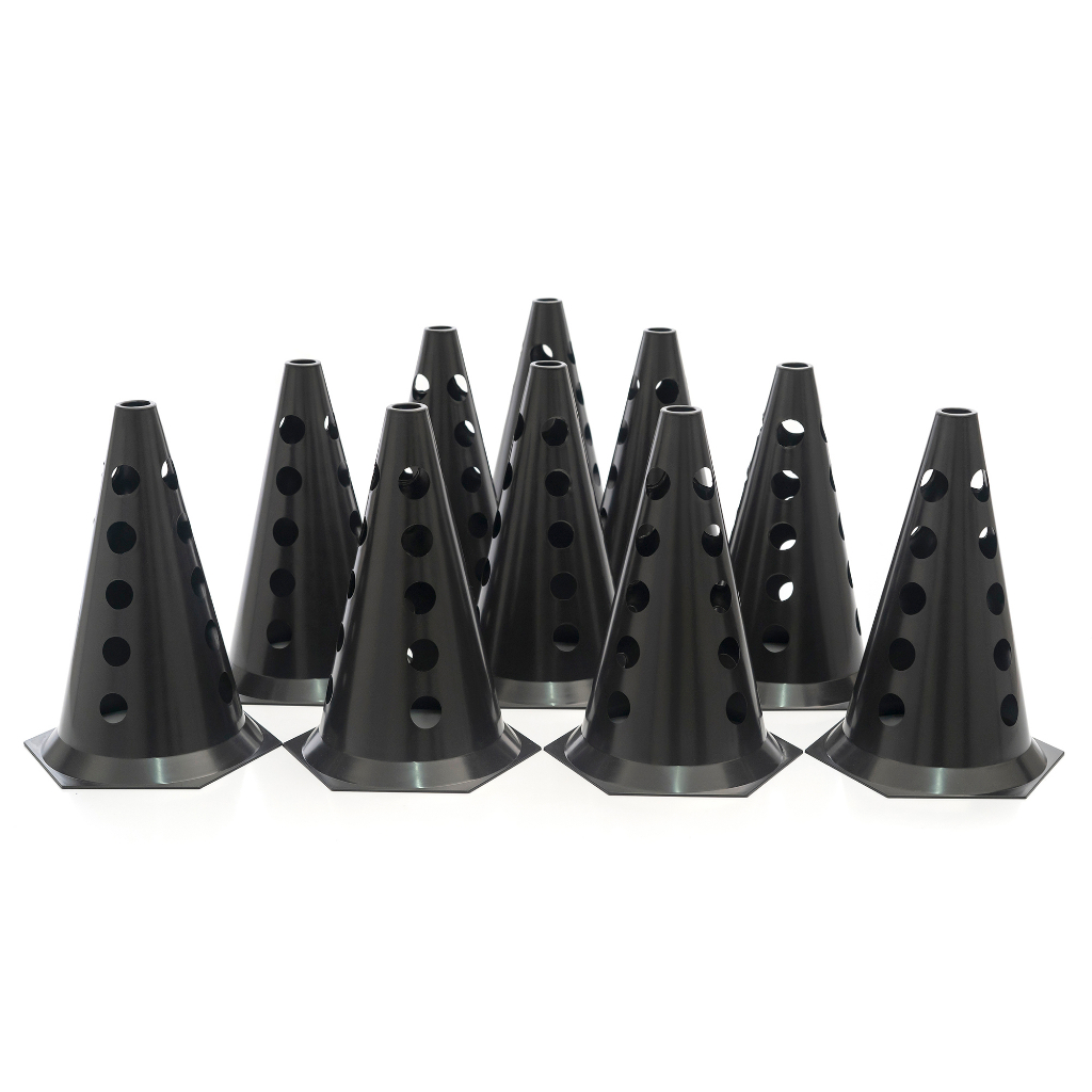 Kit 10 Cones Furados Preto Para Circuito Agilidade Funcional em Oferta na Shopee
