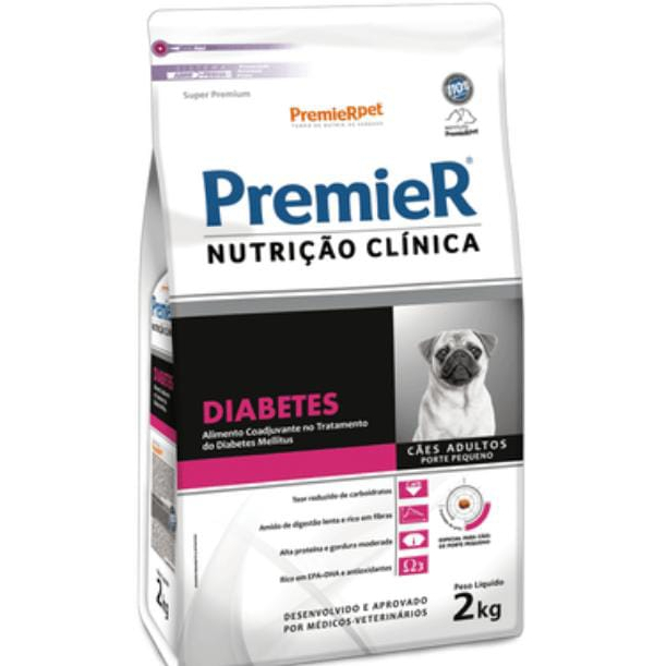 Ração Premier Cães Adultos Pequeno Porte Nutrição Clínica Diabetes 2 kg