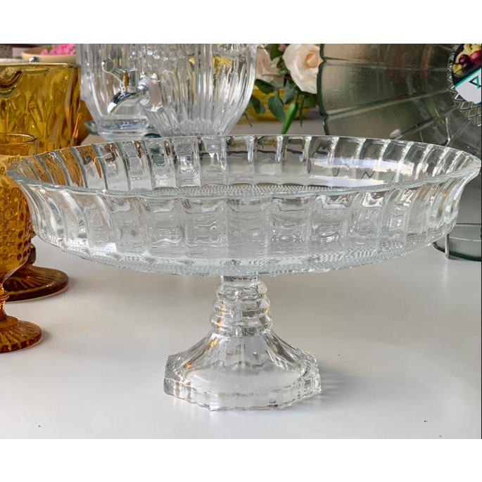 Prato Com Borda Retrô Para Bolo Pudim Torta De Vidro Com Pé 30 cm Resistente em Oferta na Shopee