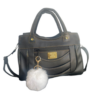 Bolsa Feminina Lateral Pequena 2 Divisorias 2 Alças + Chaveiro Pom Pom