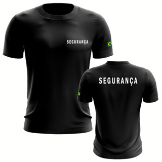 Camiseta Camisa Manga Curta Preta Logo Uniforme Profissional Empresa de Segurança Fardamento Farda
