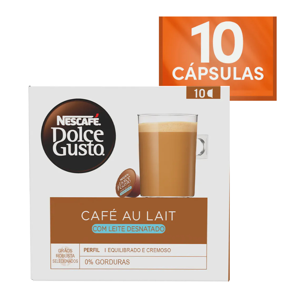 Cápsulas Dolce Gusto Café com Leite Desnatado - Caixa com 10 unidades