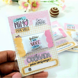 100 Cartão de agradecimento ao cliente com bala Personalizada em Oferta na Shopee