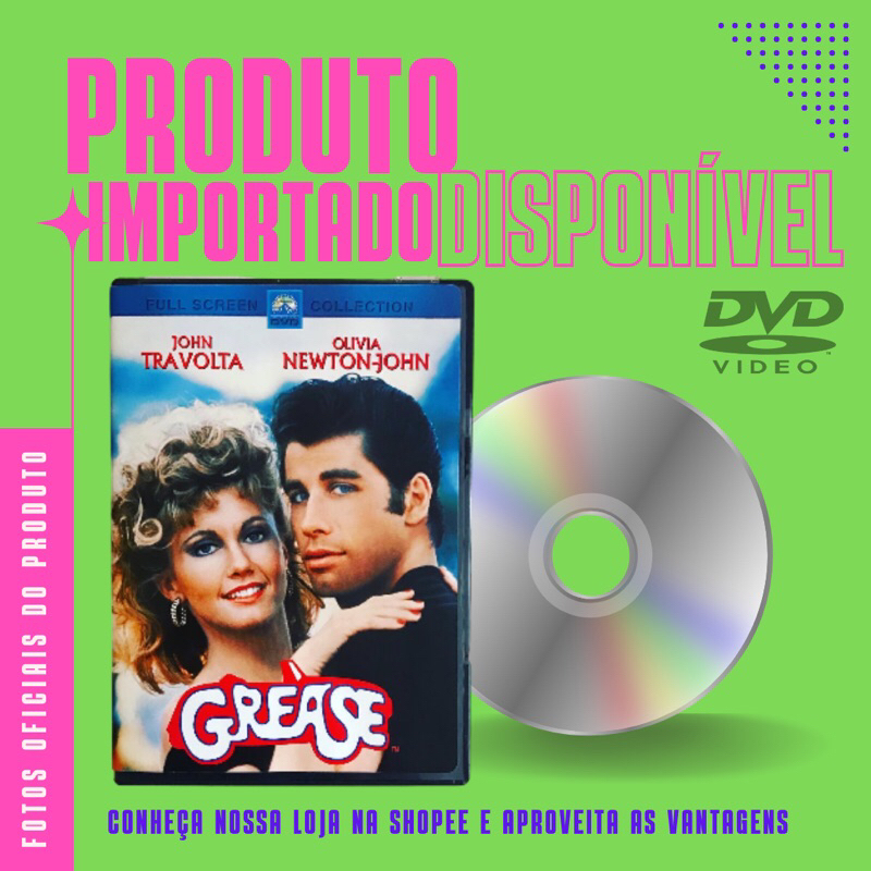 DVD IMPORTADO FILME GREASE (NOS TEMPOS DA BRILHANTINA) - Com: John Travolta, Olívia Newton John