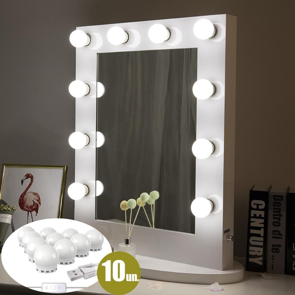 Kit 10 Luzes Lâmpada Led Camarim Para Espelho Make penteadeira decoração elegante coisas diferentes para casa
