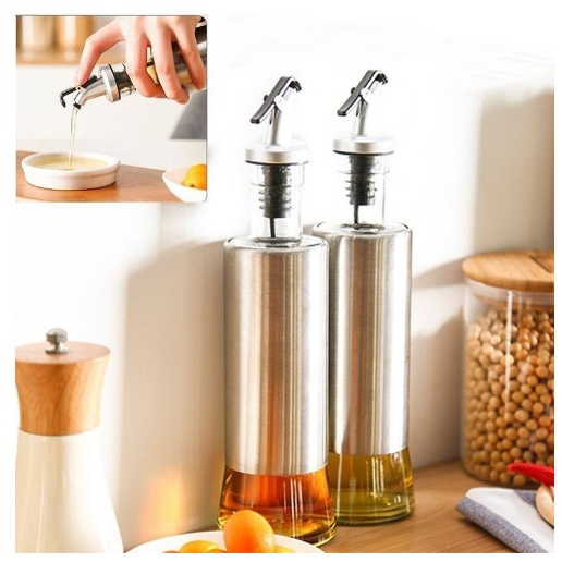 Galheteiro Porta Azeite ou Vinagreiro com Dosador Aço Inox e Vidro Profissional em Oferta na Shopee