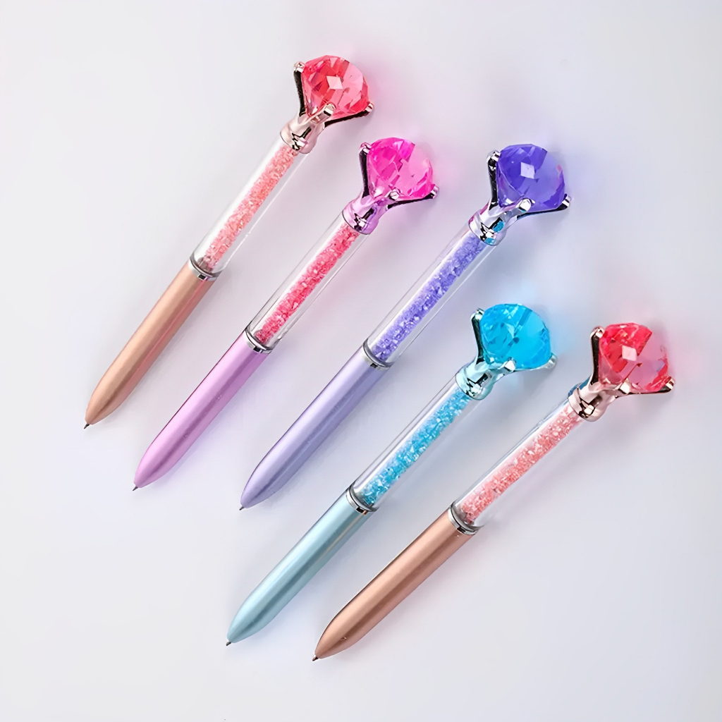 Kit Caneta Gel Esferográfica Diamante Cristal Luxo Ponta Fina em Oferta na Shopee