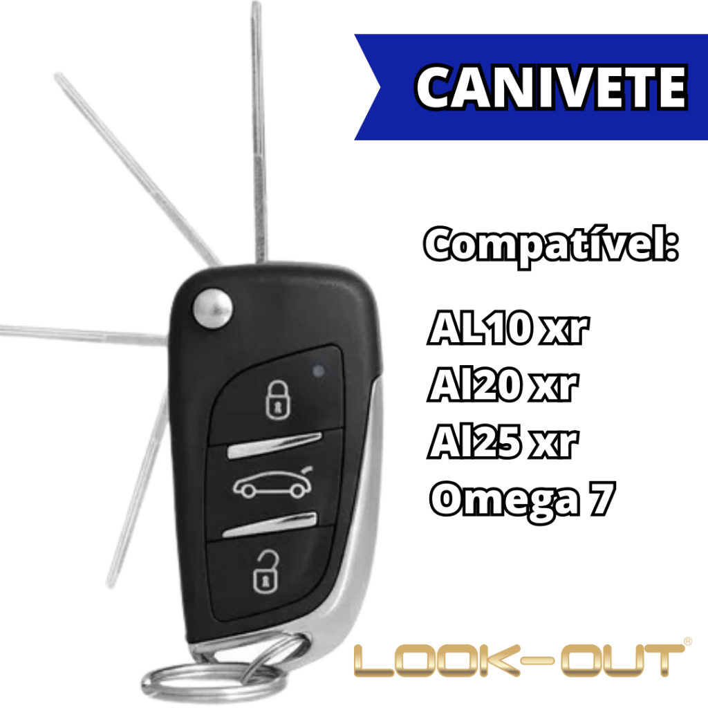 Controle Chave Canivete Automotivo Alarmes Look Out Ômega - Chaveiro com placa Original