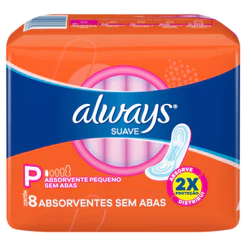 Absorvente Always Super Proteção Seca com abas 8 Unidades