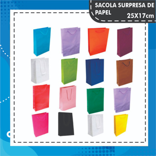 Sacola de Papel 25 x 17x 6 cm -  pacote  com 10 unds em Oferta na Shopee