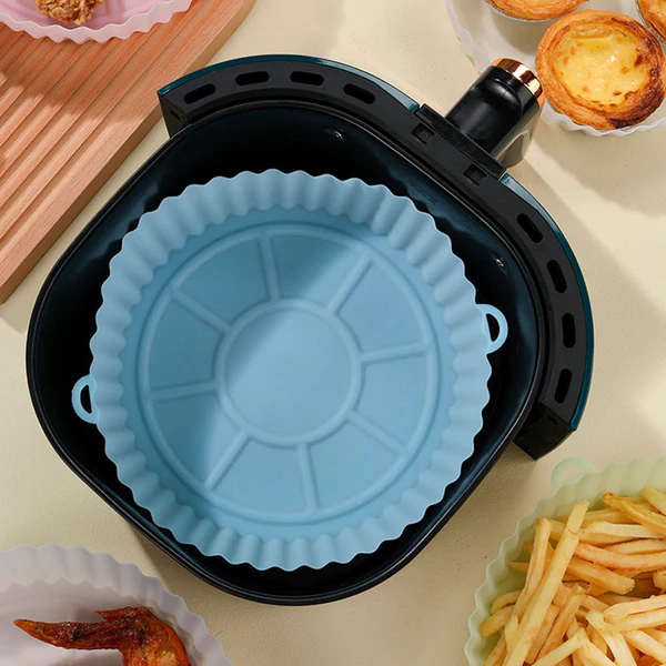 Forma Silicone Airfryer Forro para air fryer Reutilizável Fácil Limpeza Bandeja Redondo De Pizza Grill Plate Pote