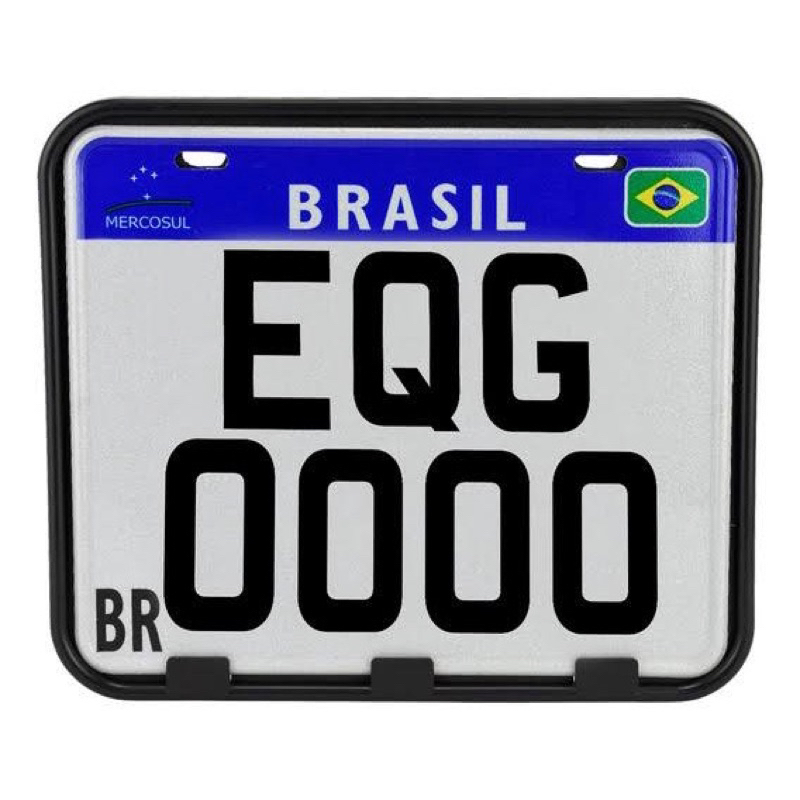 Suporte Moldura Placa Moto Anti Quebra Grande+Parafusos Placa Mercosul 20×17Cm