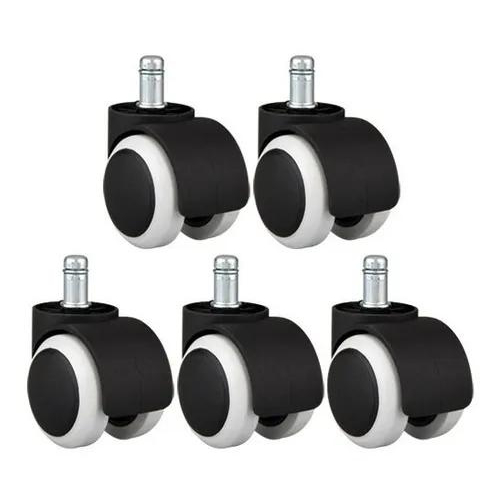 Kit 5 Rodinhas Rodas Para Cadeira De Escritório Pino 11mm Anti Risco Roda Silicone Pu