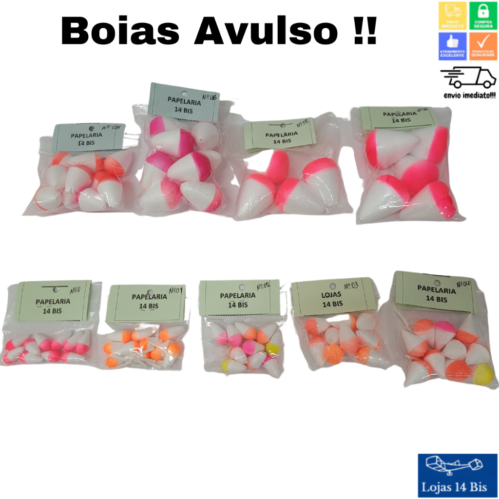 Boia Isopor Pesca Tamanhos Variados Pacote Venda Avulso