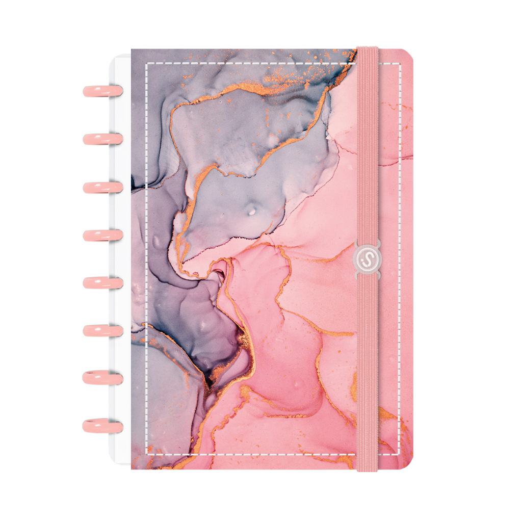 Caderno De Disco Inteligente Iscool Capa Dura 80 Folhas Mármore Rosa E Cinza em Oferta na Shopee
