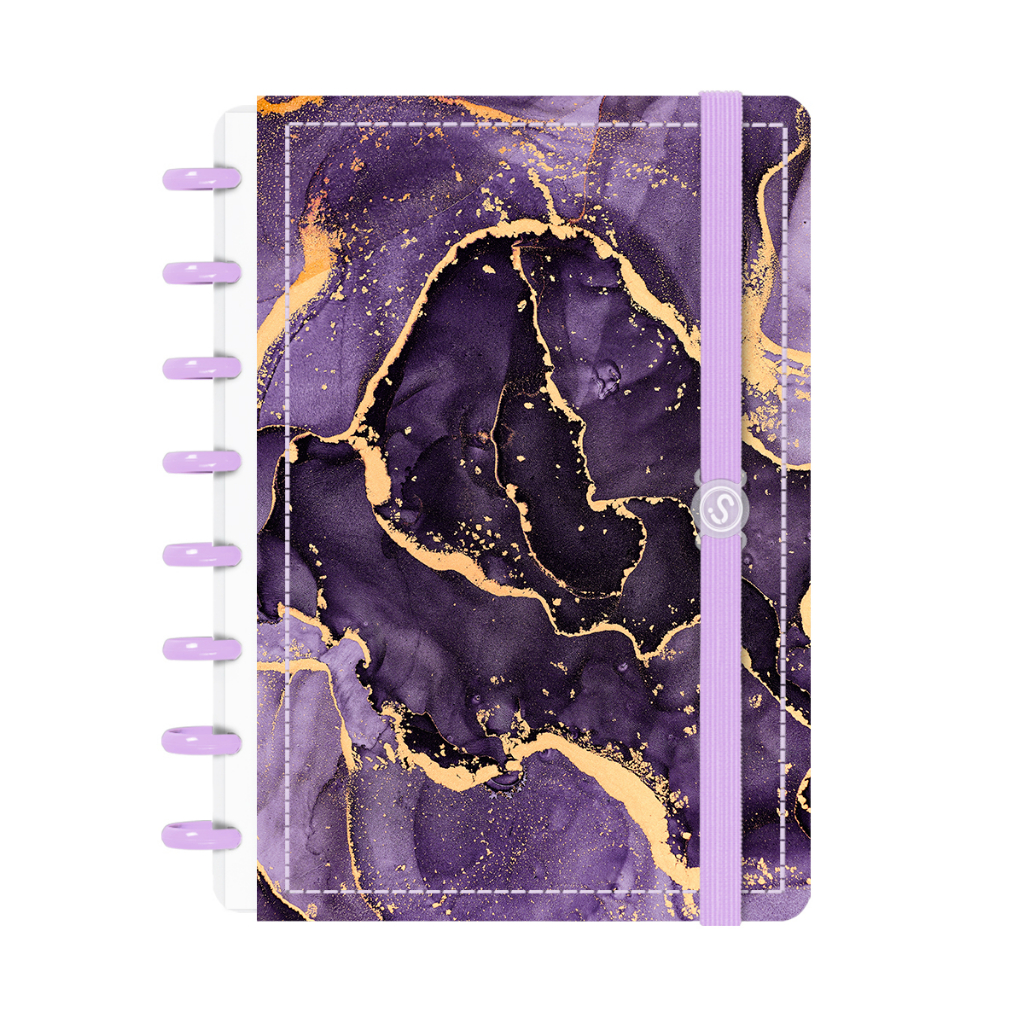 Caderno De Disco Inteligente Iscool Capa Dura 80 Folhas Mármore Roxo em Oferta na Shopee