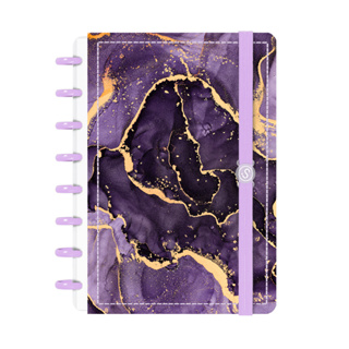 Caderno De Disco Inteligente Iscool Capa Dura 80 Folhas Mármore Roxo em Oferta na Shopee