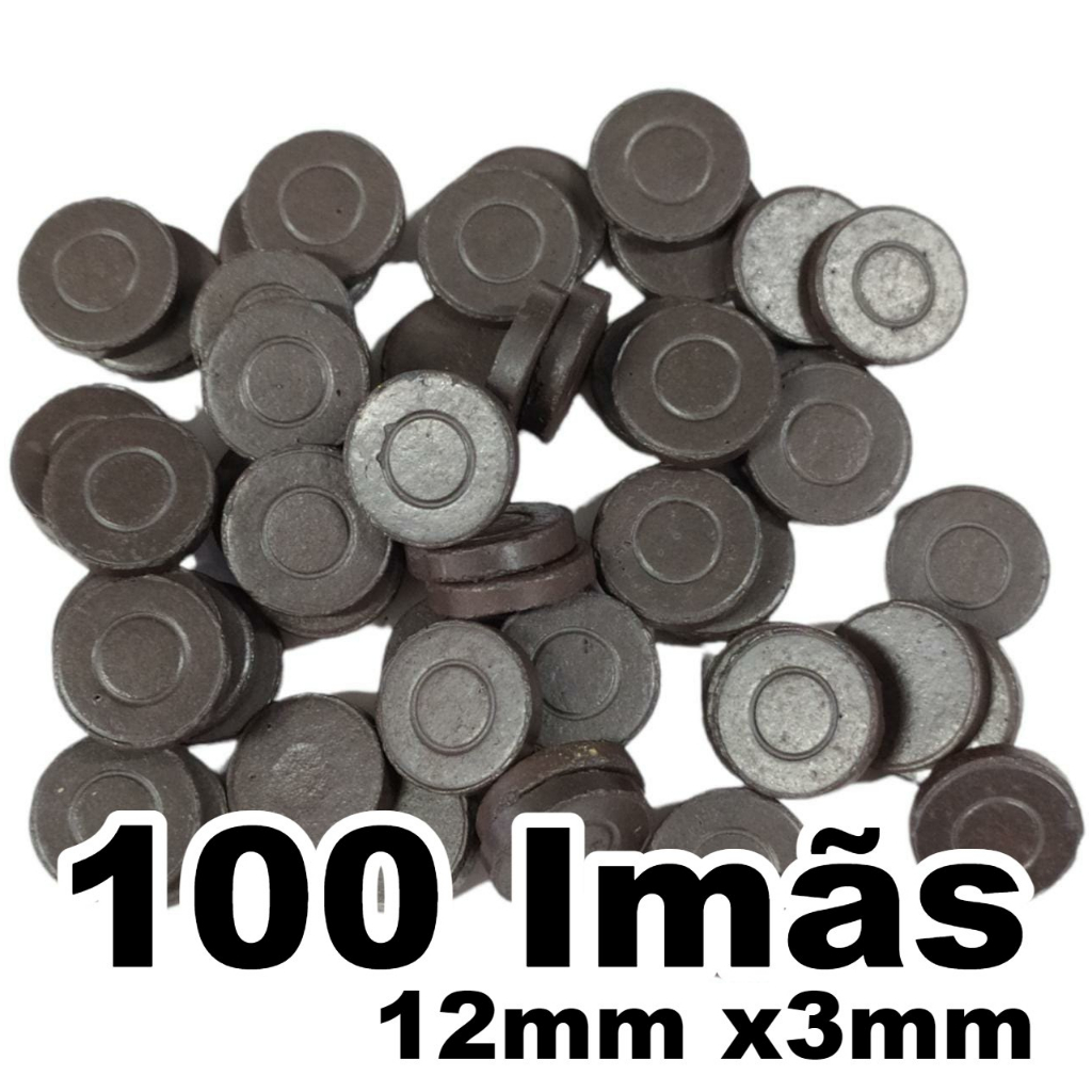 Imã Circular Ferrite 12x3mm - Kit 100 Unidades