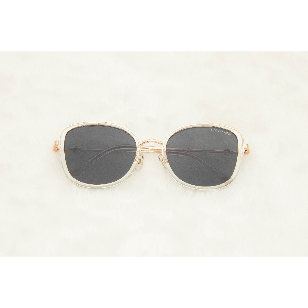 Óculos de Sol Feminino Adulto Morena Rosa Quadrado Metal Lente Preta Com Proteção UV Polarizado Armação Dourado