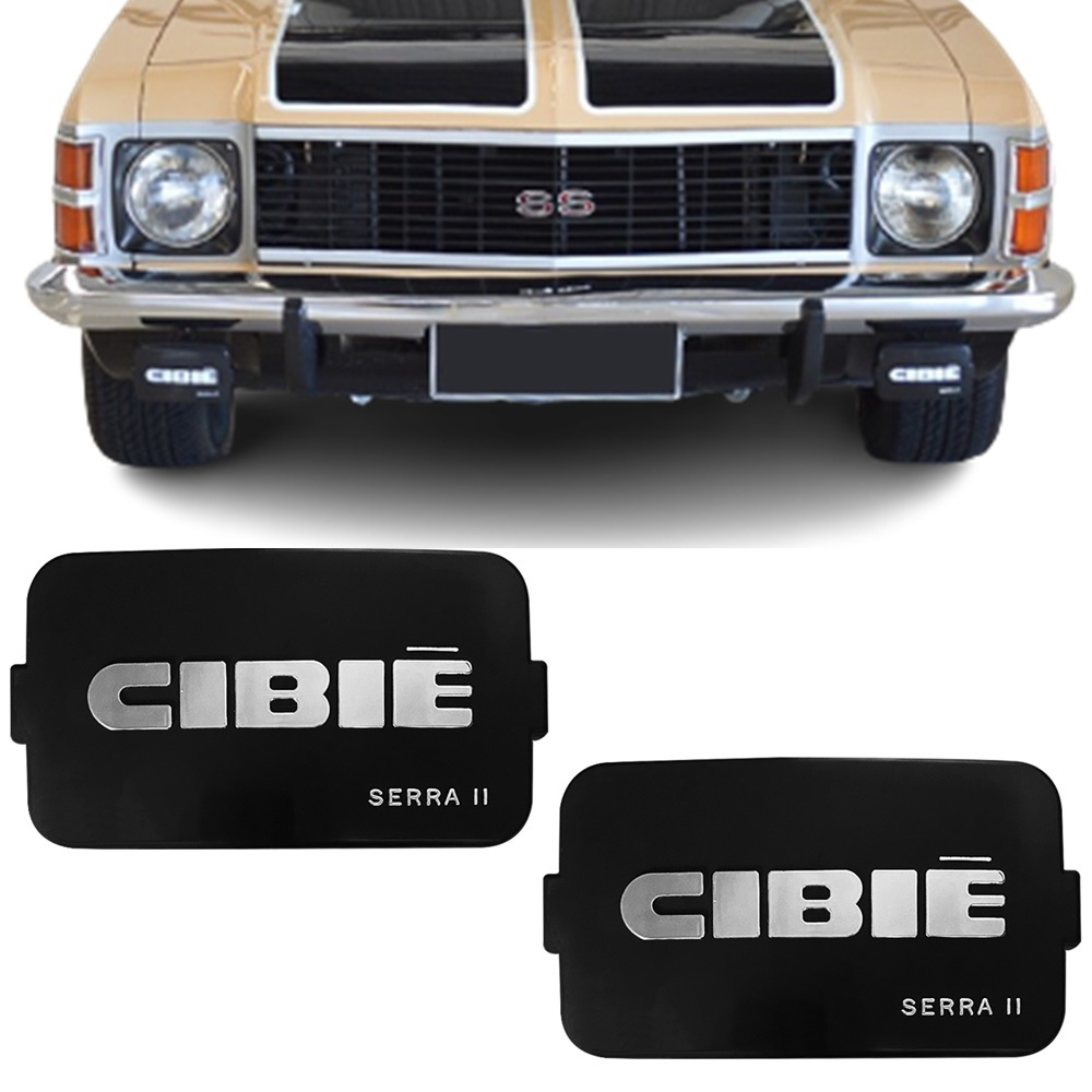 Par Capa PRETA Emblema Cibie Opala GOL GTS GTI ESCORT XR3  Cromo Farol Milha Sierra 2